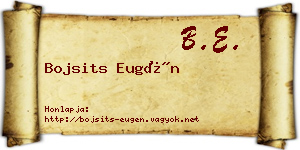 Bojsits Eugén névjegykártya